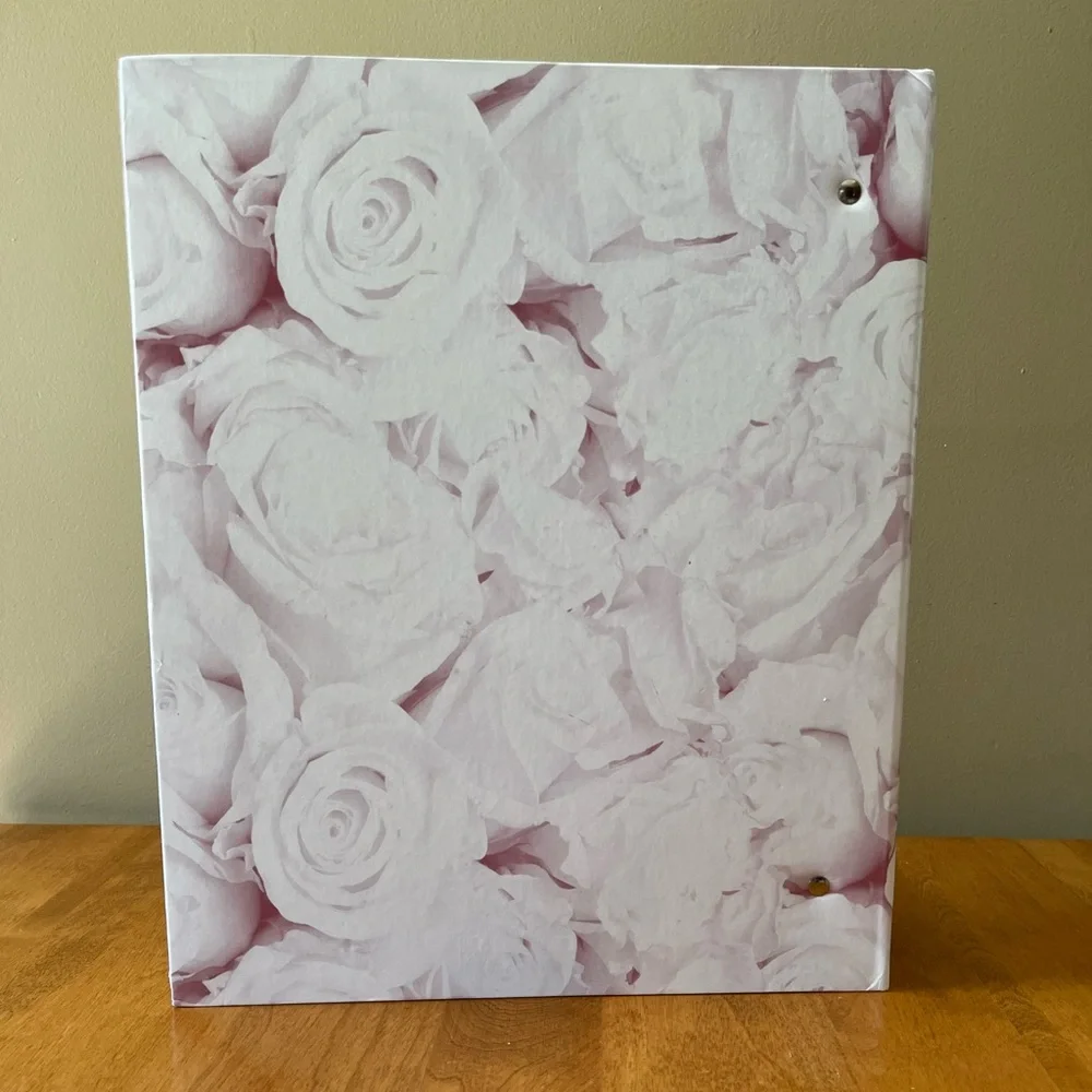 Floral 3 Ring Photo Album with Pink and White Roses